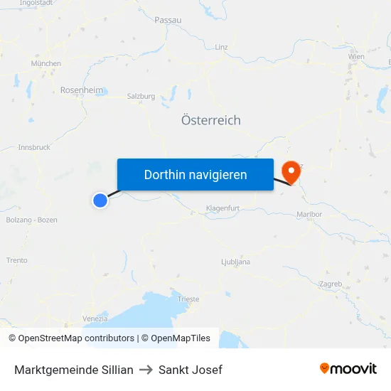 Marktgemeinde Sillian to Sankt Josef map