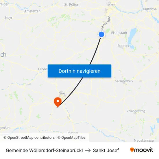 Gemeinde Wöllersdorf-Steinabrückl to Sankt Josef map