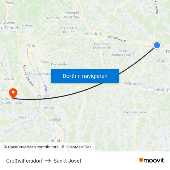 Großwilfersdorf to Sankt Josef map