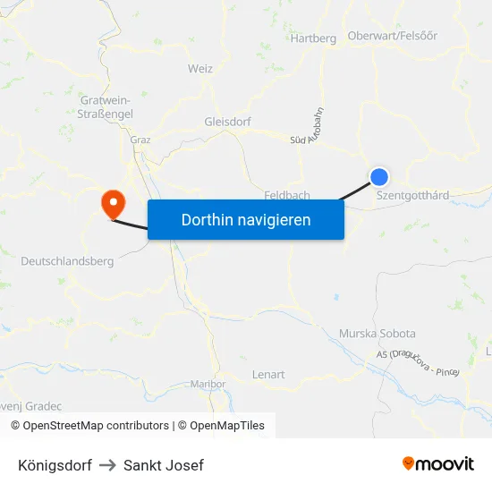 Königsdorf to Sankt Josef map