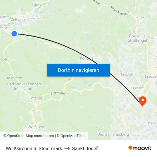 Weißkirchen In Steiermark to Sankt Josef map