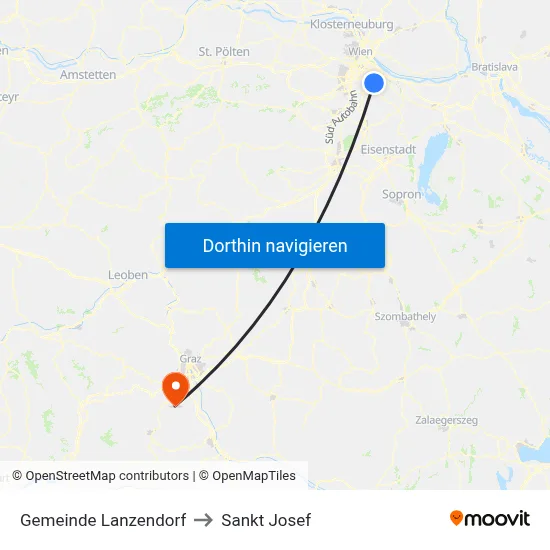 Gemeinde Lanzendorf to Sankt Josef map
