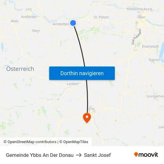 Gemeinde Ybbs An Der Donau to Sankt Josef map