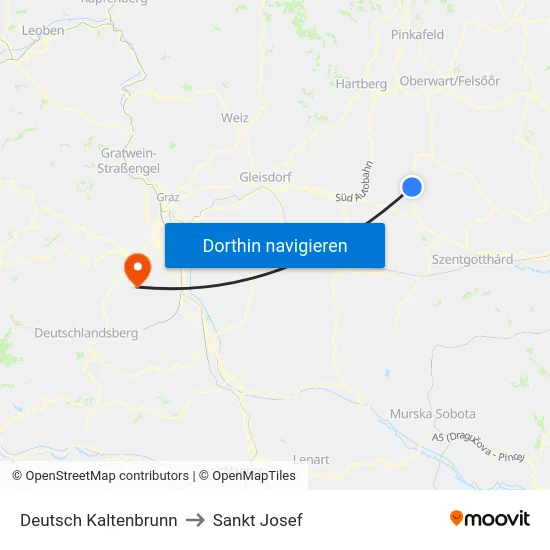 Deutsch Kaltenbrunn to Sankt Josef map