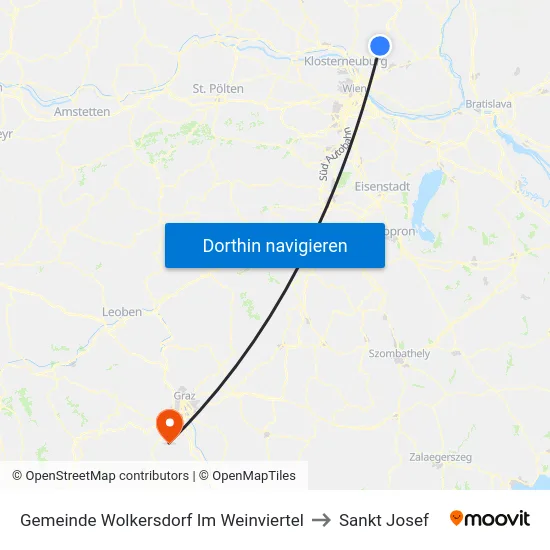 Gemeinde Wolkersdorf Im Weinviertel to Sankt Josef map