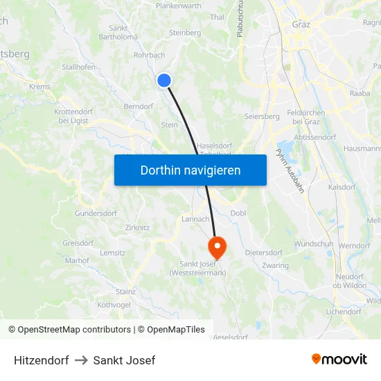 Hitzendorf to Sankt Josef map