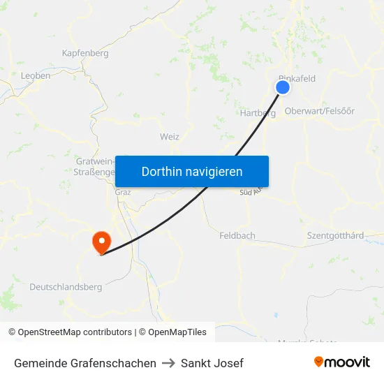 Gemeinde Grafenschachen to Sankt Josef map