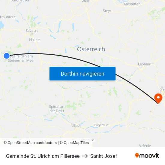 Gemeinde St. Ulrich am Pillersee to Sankt Josef map