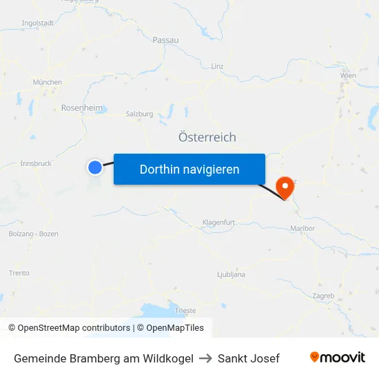 Gemeinde Bramberg am Wildkogel to Sankt Josef map