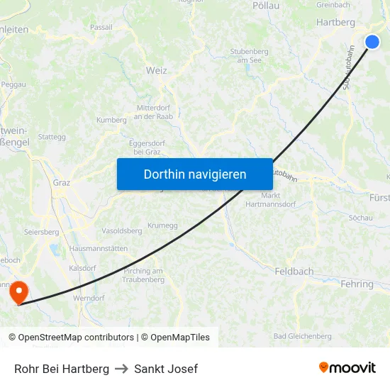 Rohr Bei Hartberg to Sankt Josef map