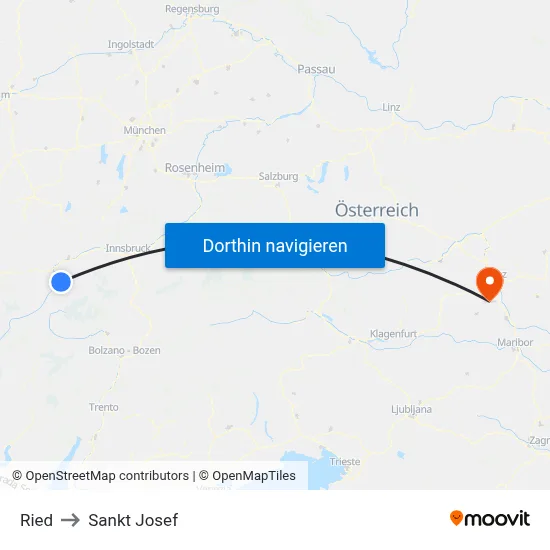 Ried to Sankt Josef map