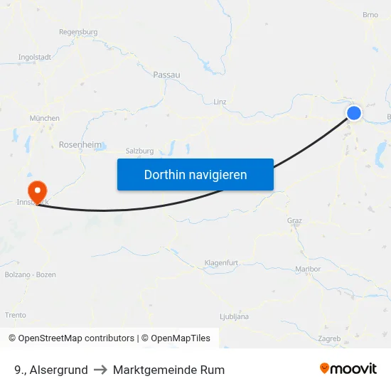 9., Alsergrund to Marktgemeinde Rum map