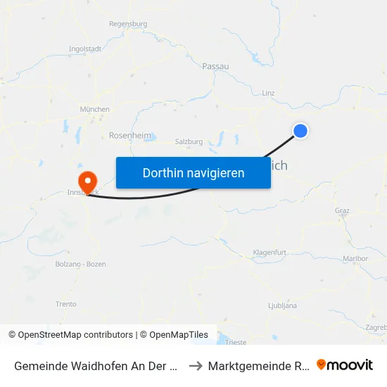 Gemeinde Waidhofen An Der Ybbs to Marktgemeinde Rum map