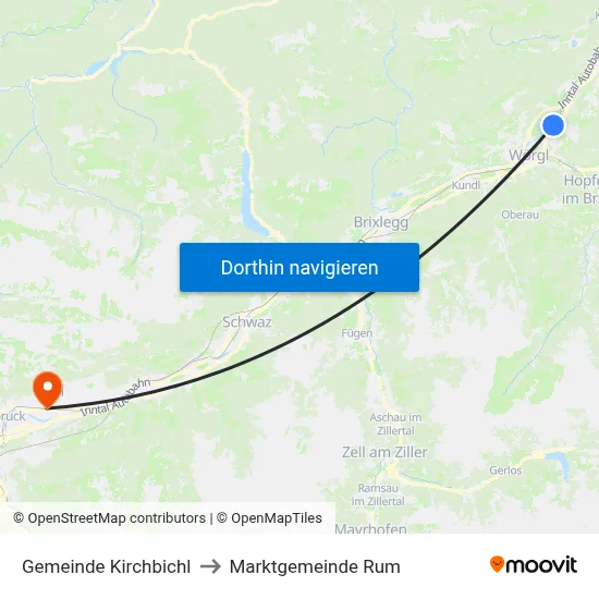 Gemeinde Kirchbichl to Marktgemeinde Rum map