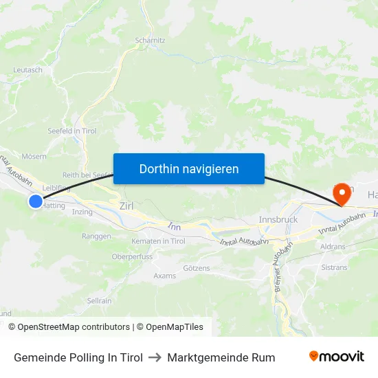 Gemeinde Polling In Tirol to Marktgemeinde Rum map