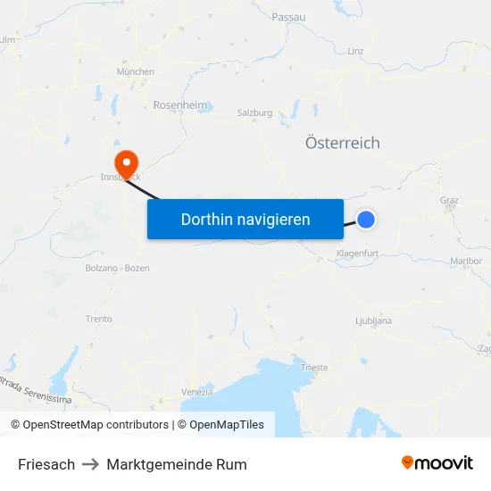 Friesach to Marktgemeinde Rum map