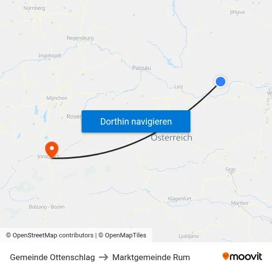 Gemeinde Ottenschlag to Marktgemeinde Rum map