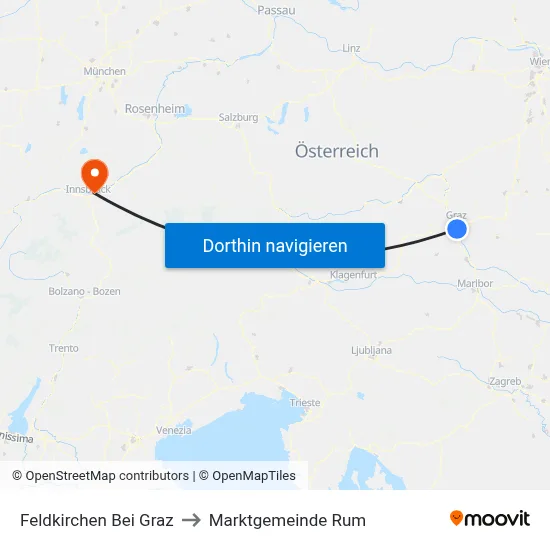 Feldkirchen Bei Graz to Marktgemeinde Rum map