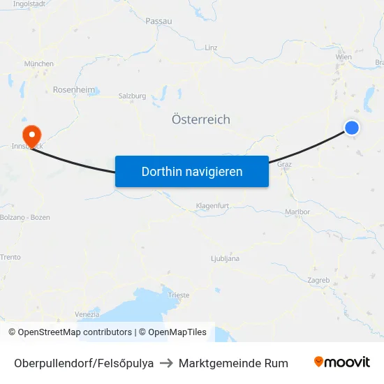 Oberpullendorf/Felsőpulya to Marktgemeinde Rum map