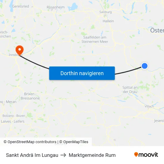 Sankt Andrä Im Lungau to Marktgemeinde Rum map