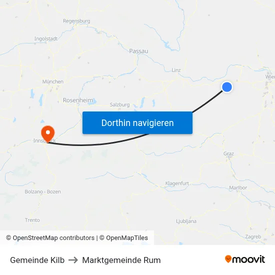 Gemeinde Kilb to Marktgemeinde Rum map