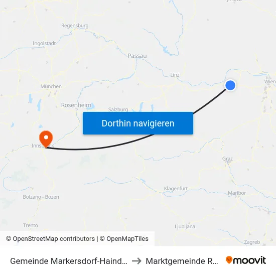 Gemeinde Markersdorf-Haindorf to Marktgemeinde Rum map