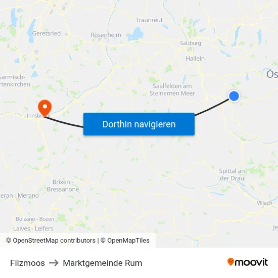 Filzmoos to Marktgemeinde Rum map