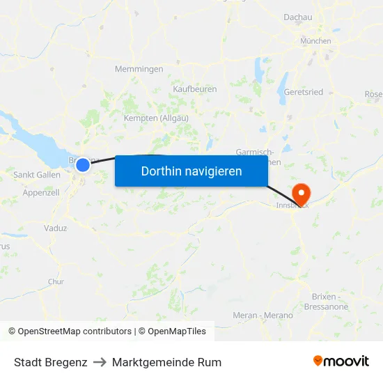 Stadt Bregenz to Marktgemeinde Rum map