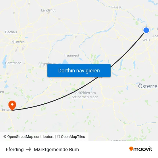 Eferding to Marktgemeinde Rum map