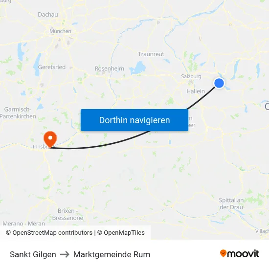 Sankt Gilgen to Marktgemeinde Rum map