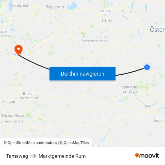 Tamsweg to Marktgemeinde Rum map
