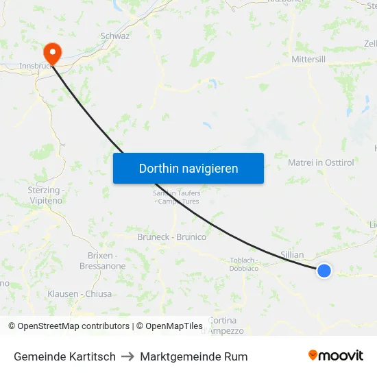 Gemeinde Kartitsch to Marktgemeinde Rum map