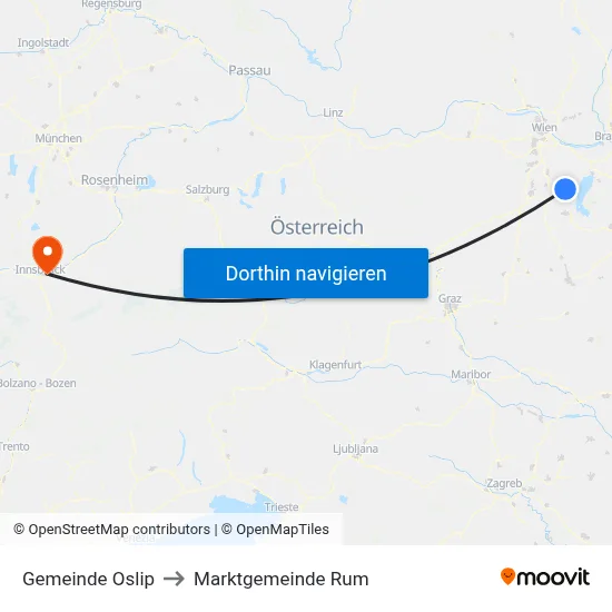 Gemeinde Oslip to Marktgemeinde Rum map
