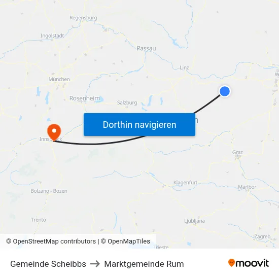 Gemeinde Scheibbs to Marktgemeinde Rum map