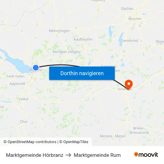 Marktgemeinde Hörbranz to Marktgemeinde Rum map