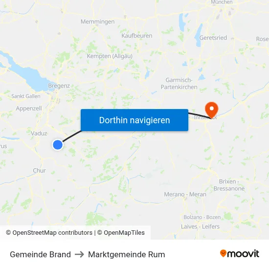 Gemeinde Brand to Marktgemeinde Rum map