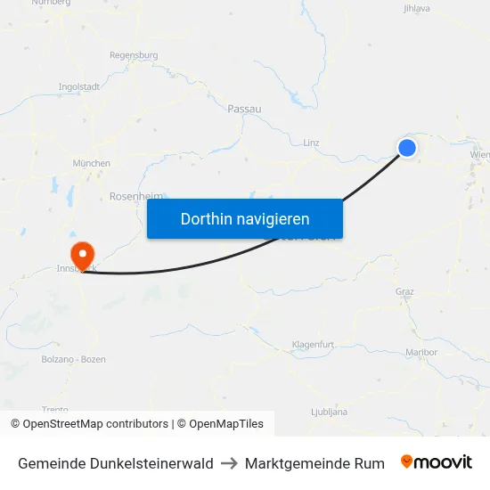Gemeinde Dunkelsteinerwald to Marktgemeinde Rum map