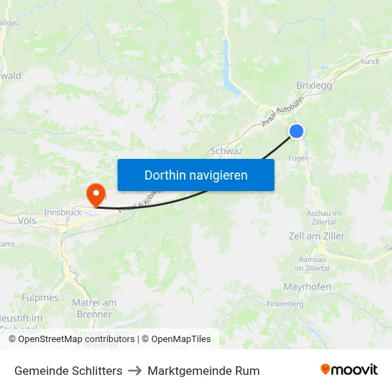 Gemeinde Schlitters to Marktgemeinde Rum map