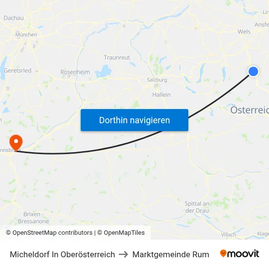 Micheldorf In Oberösterreich to Marktgemeinde Rum map