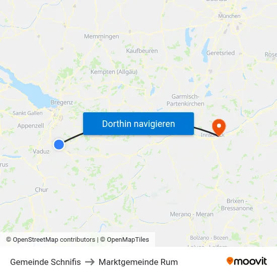 Gemeinde Schnifis to Marktgemeinde Rum map