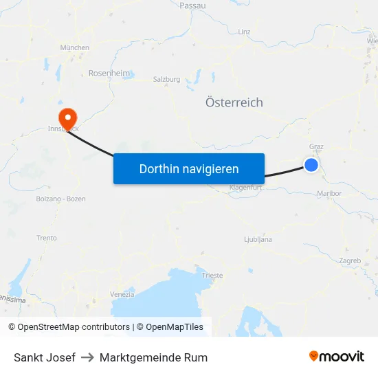 Sankt Josef to Marktgemeinde Rum map