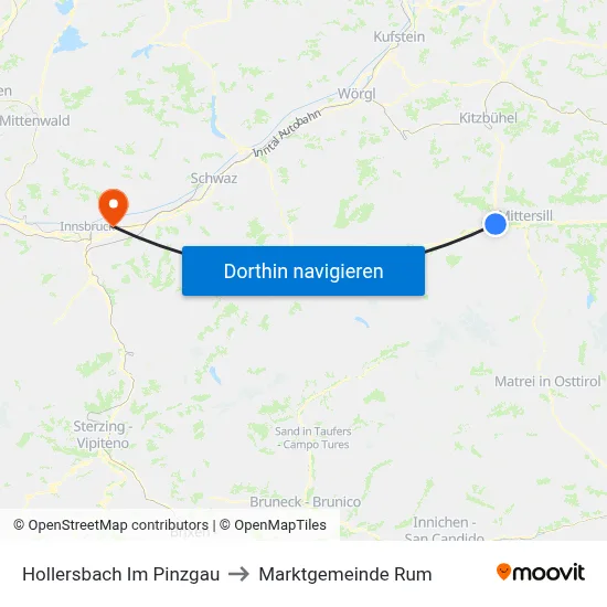 Hollersbach Im Pinzgau to Marktgemeinde Rum map