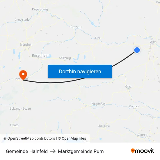 Gemeinde Hainfeld to Marktgemeinde Rum map