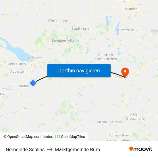 Gemeinde Schlins to Marktgemeinde Rum map