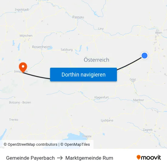 Gemeinde Payerbach to Marktgemeinde Rum map
