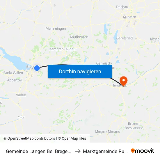 Gemeinde Langen Bei Bregenz to Marktgemeinde Rum map