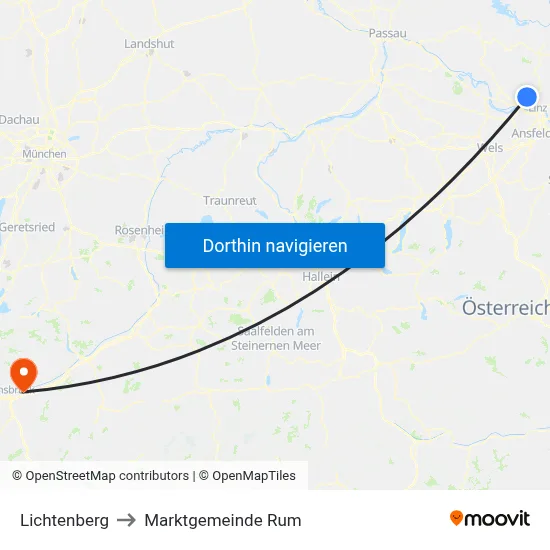 Lichtenberg to Marktgemeinde Rum map