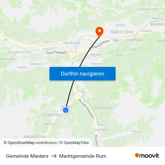 Gemeinde Mieders to Marktgemeinde Rum map