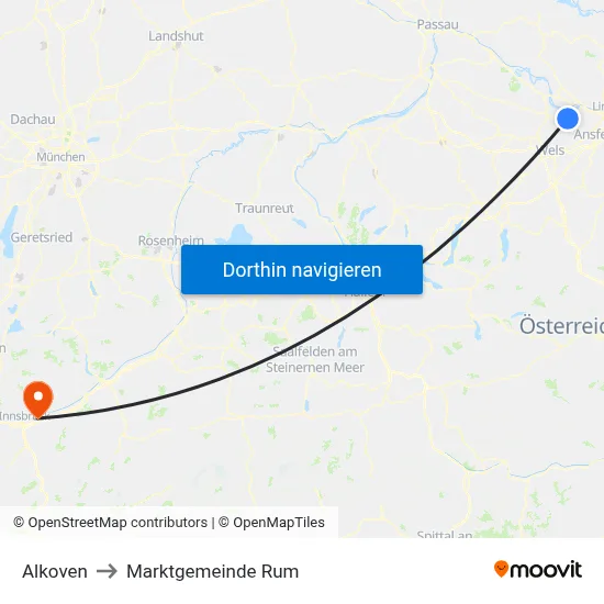 Alkoven to Marktgemeinde Rum map