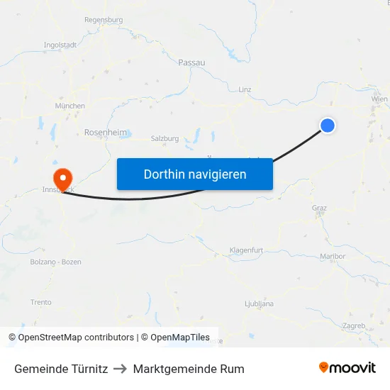Gemeinde Türnitz to Marktgemeinde Rum map